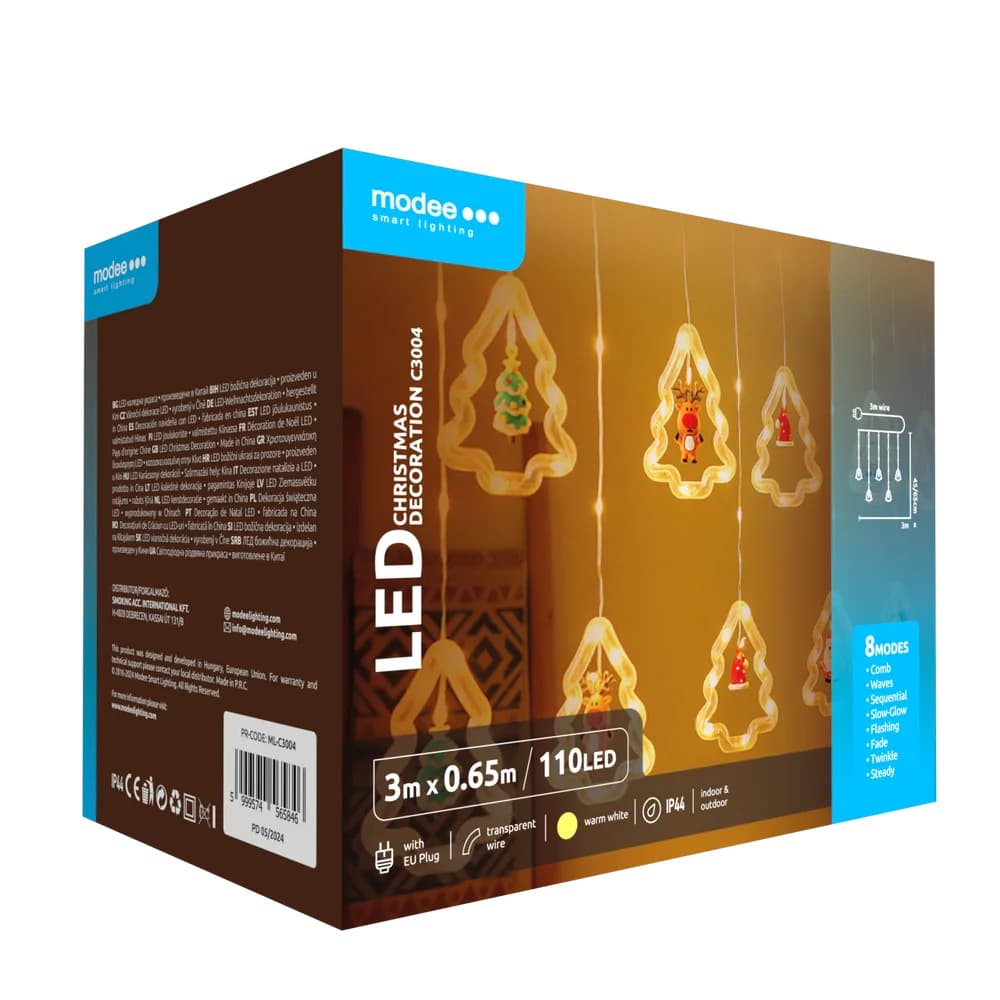 Guirlande lumineuse LED Modee pour sapin de Noël – 300 cm, blanc chaud, 110 LED, crée une ambiance chaleureuse et changeante de couleurs à