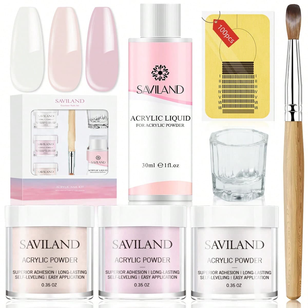 Saviland Ensemble d'ongles en acrylique, gel acrylique pour ongles