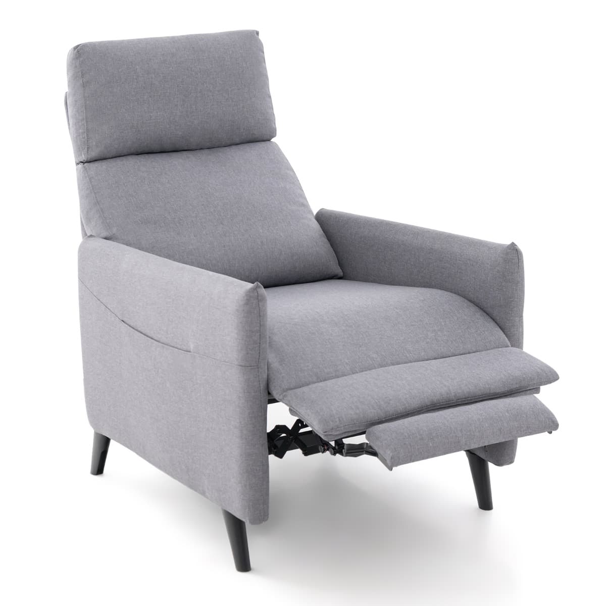 Fauteuil Inclinable à Dossier Inclinable en Tissu de Lin Dossier et Repose-pieds Réglables Siège Rem