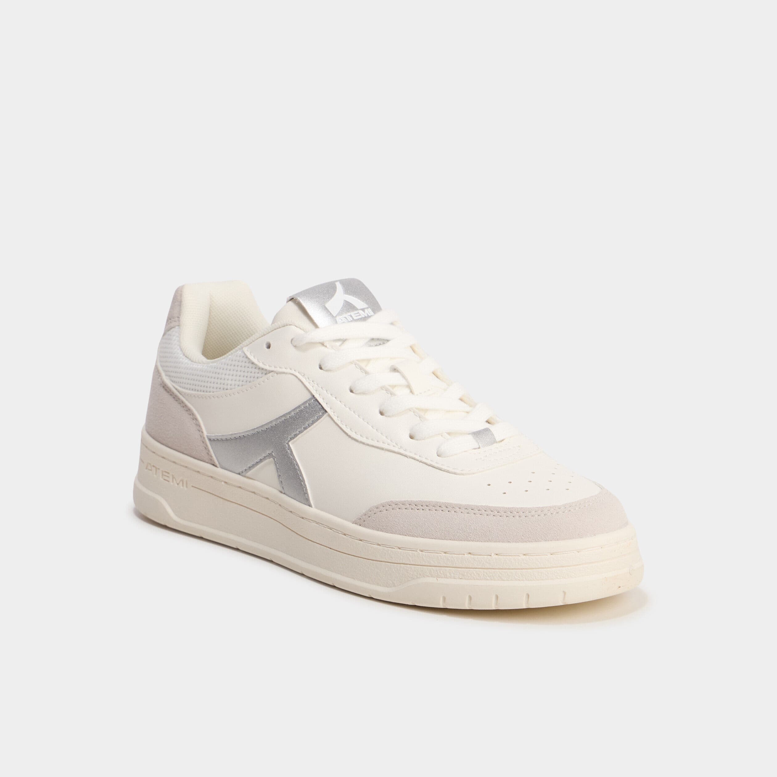 Tennis basses à lacets gris argent femme