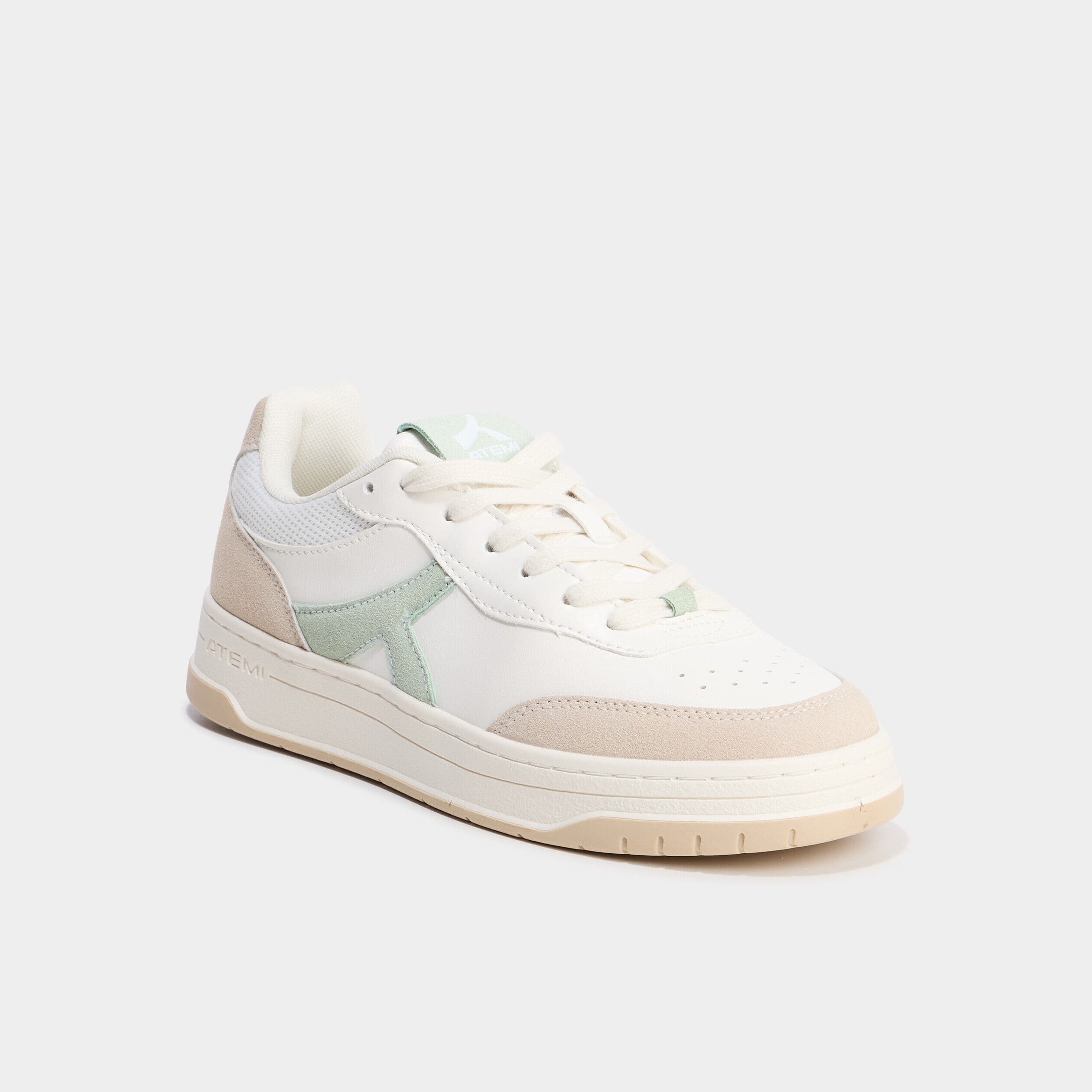 Tennis basses à lacets vert femme